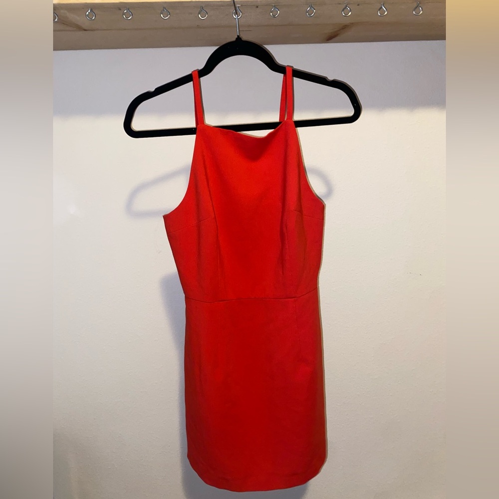 Square Neck Strappy Short Red Dress